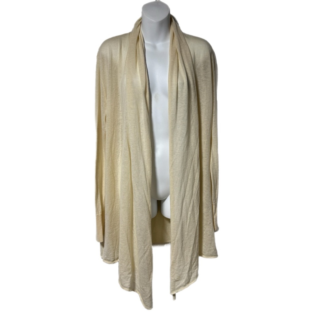 Polo Ralph Lauren Lightweight Cashmere Cardigan XL Cream Open Drape Longline